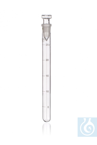Test tube with round bottom, NS 14/15, 25 ml, H 190 mm, graduated, with glass stopper, Simax®...